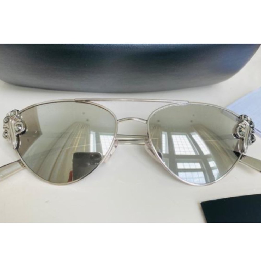 Versace Women Silver with Crystals Sunglasses